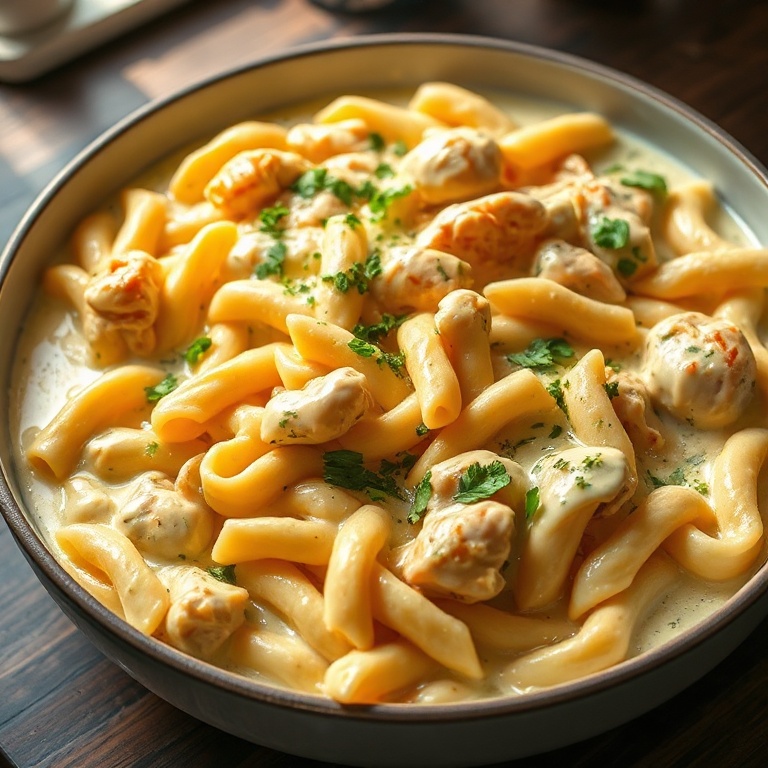 easy creamy garlic parmesan chicken pasta