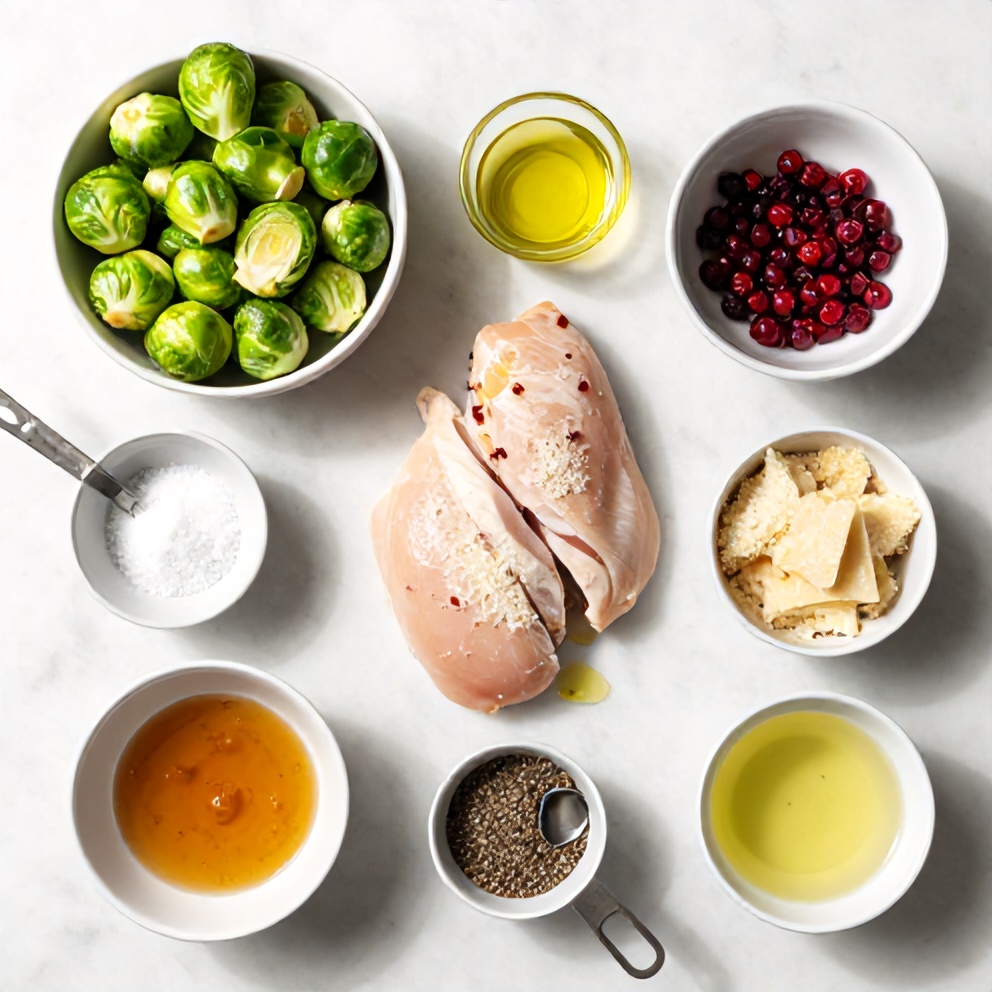 Raw Ingredients for Brussels Sprout Salad with Chicken