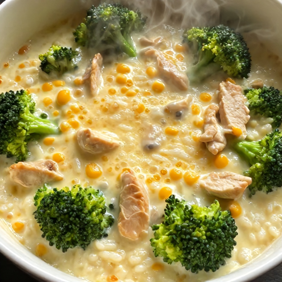 easy crockpot broccoli cheddar chicken and rice