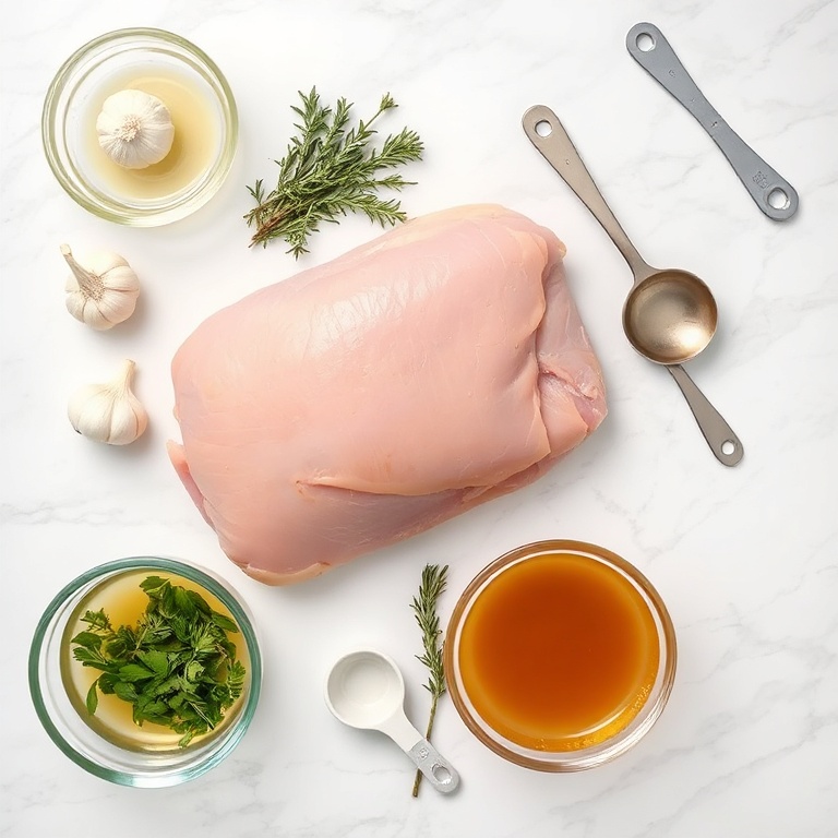 Turkey breast, garlic, herbs, broth, carrots, onions
