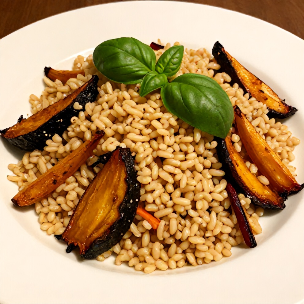 Plated Farro Salad with Roasted Vegetables