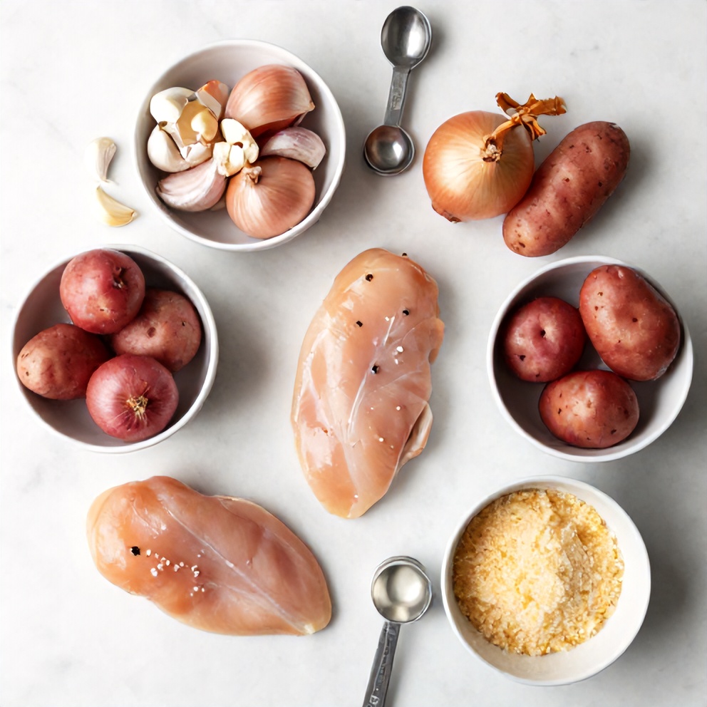 Raw Ingredients for Garlic Parmesan Chicken and Potatoes