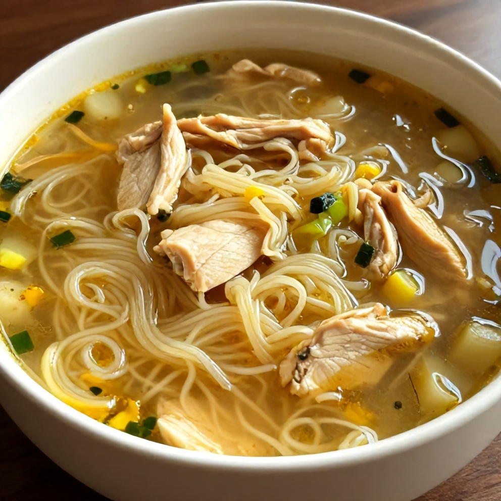 easy ginger scallion chicken noodle soup