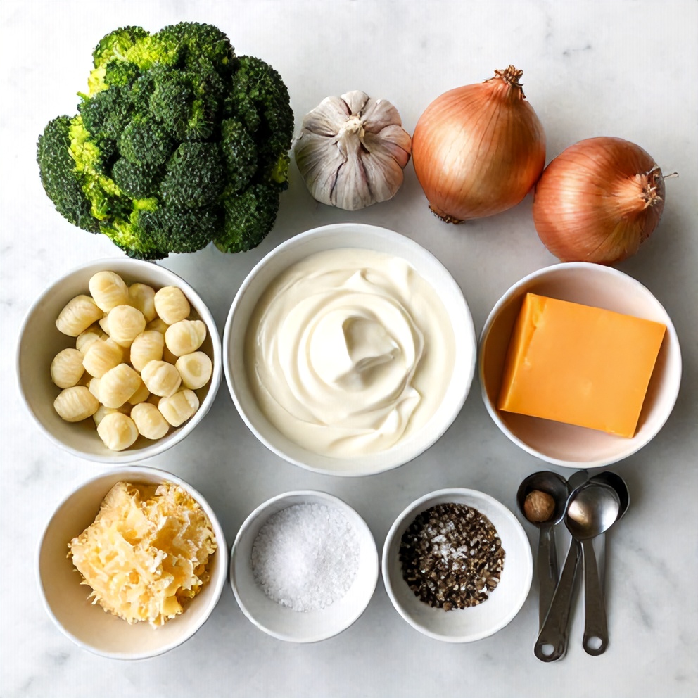 Raw Ingredients for Gnocchi Broccoli Bake