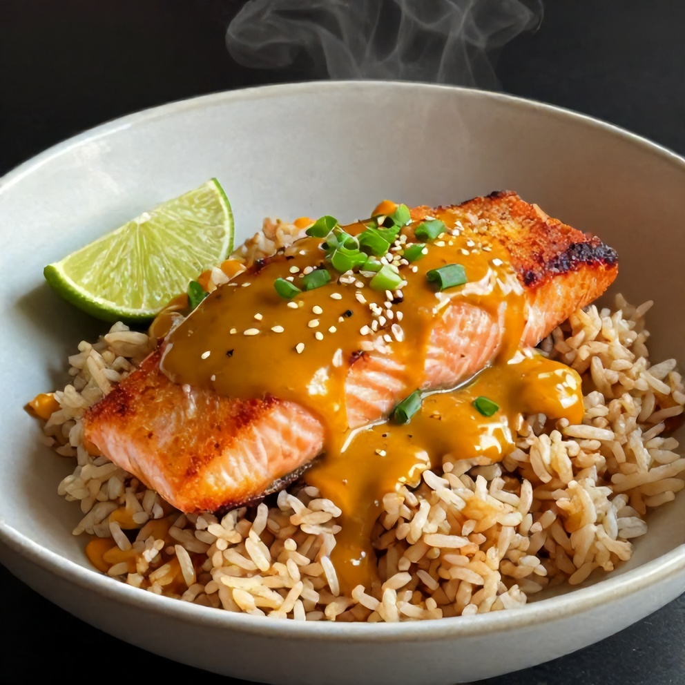 Delicious Gochujang Butter Salmon Rice Bowl