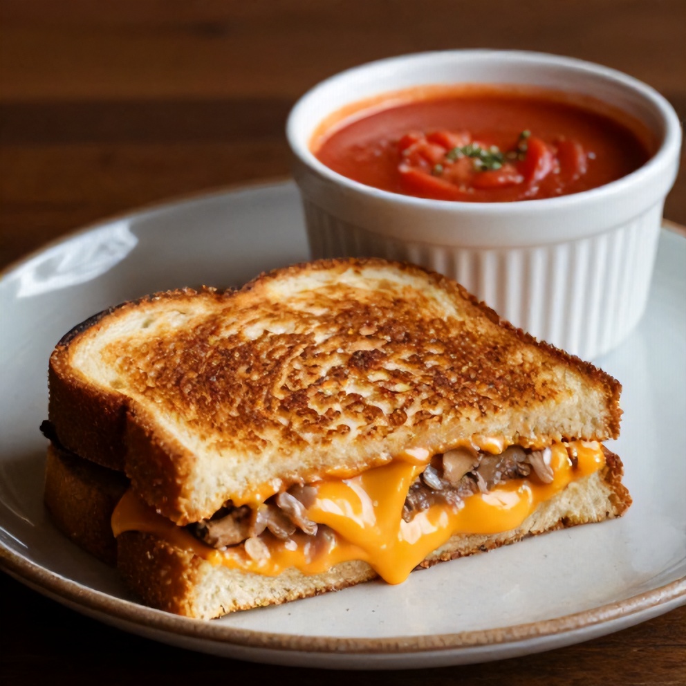 Grilled cheese sandwich with tomato soup