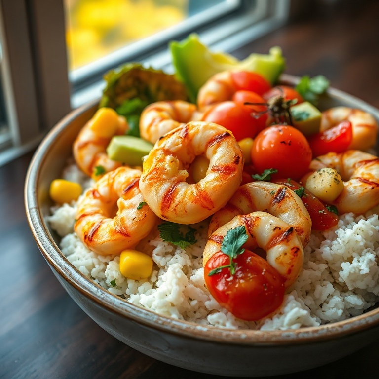 easy grilled shrimp bowl