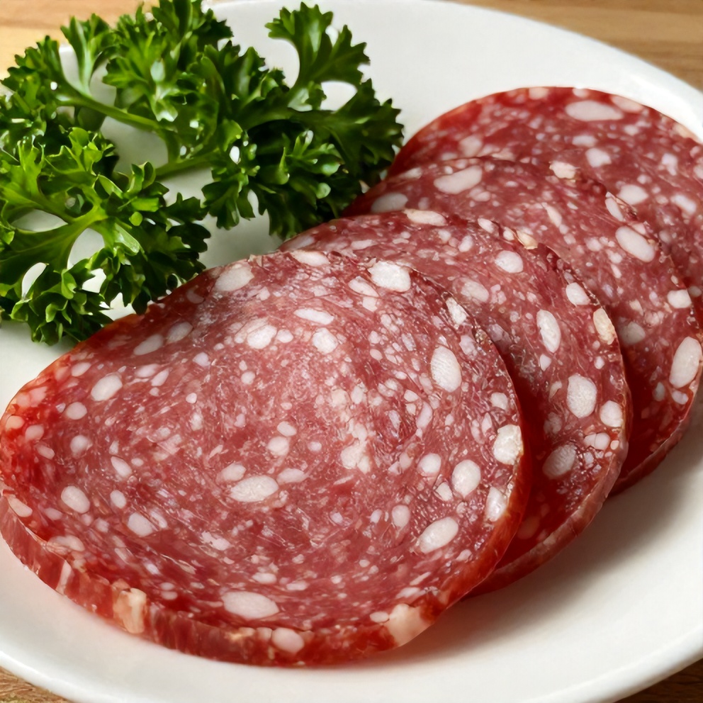 Sliced Vegan Salami on a plate