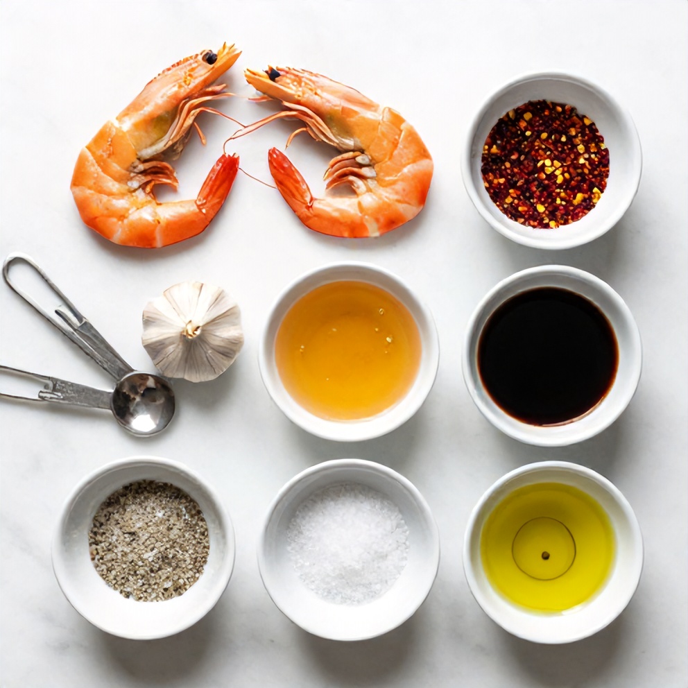 Raw ingredients for Honey Garlic Shrimp