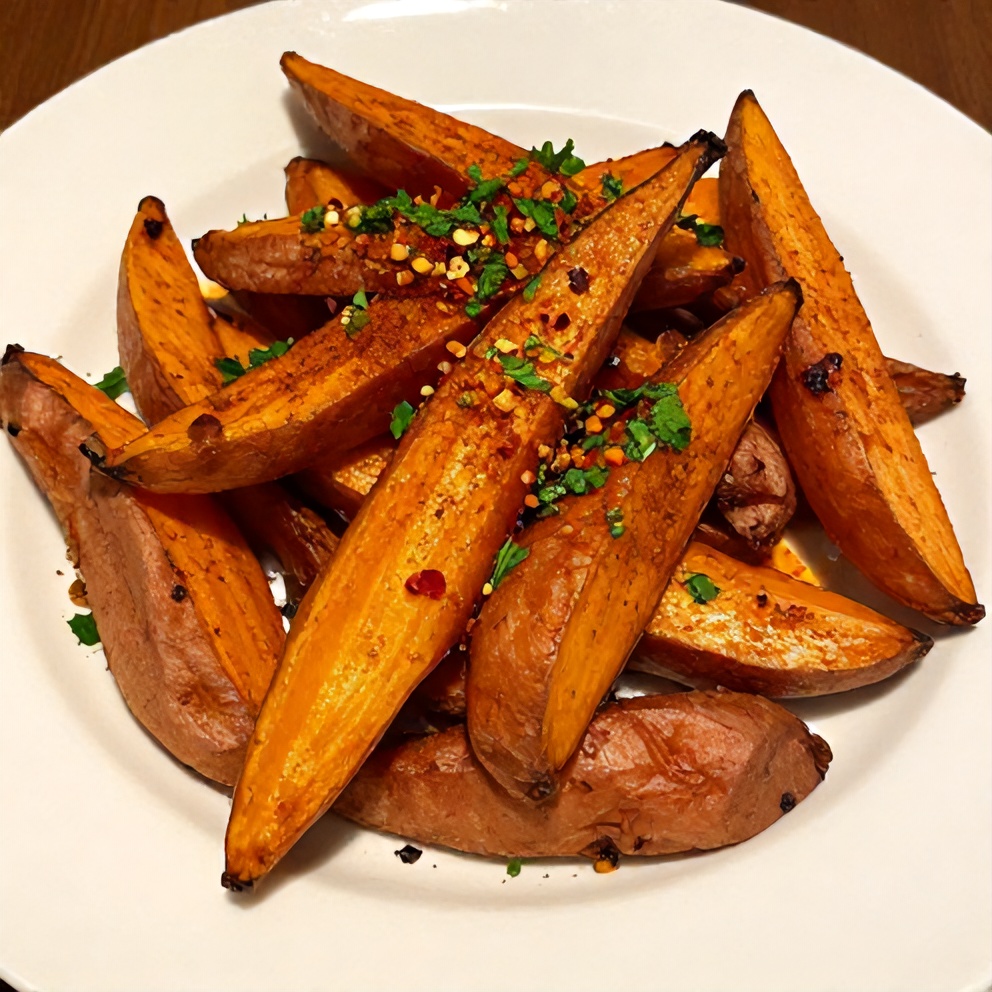 Plated honey roasted sweet potatoes