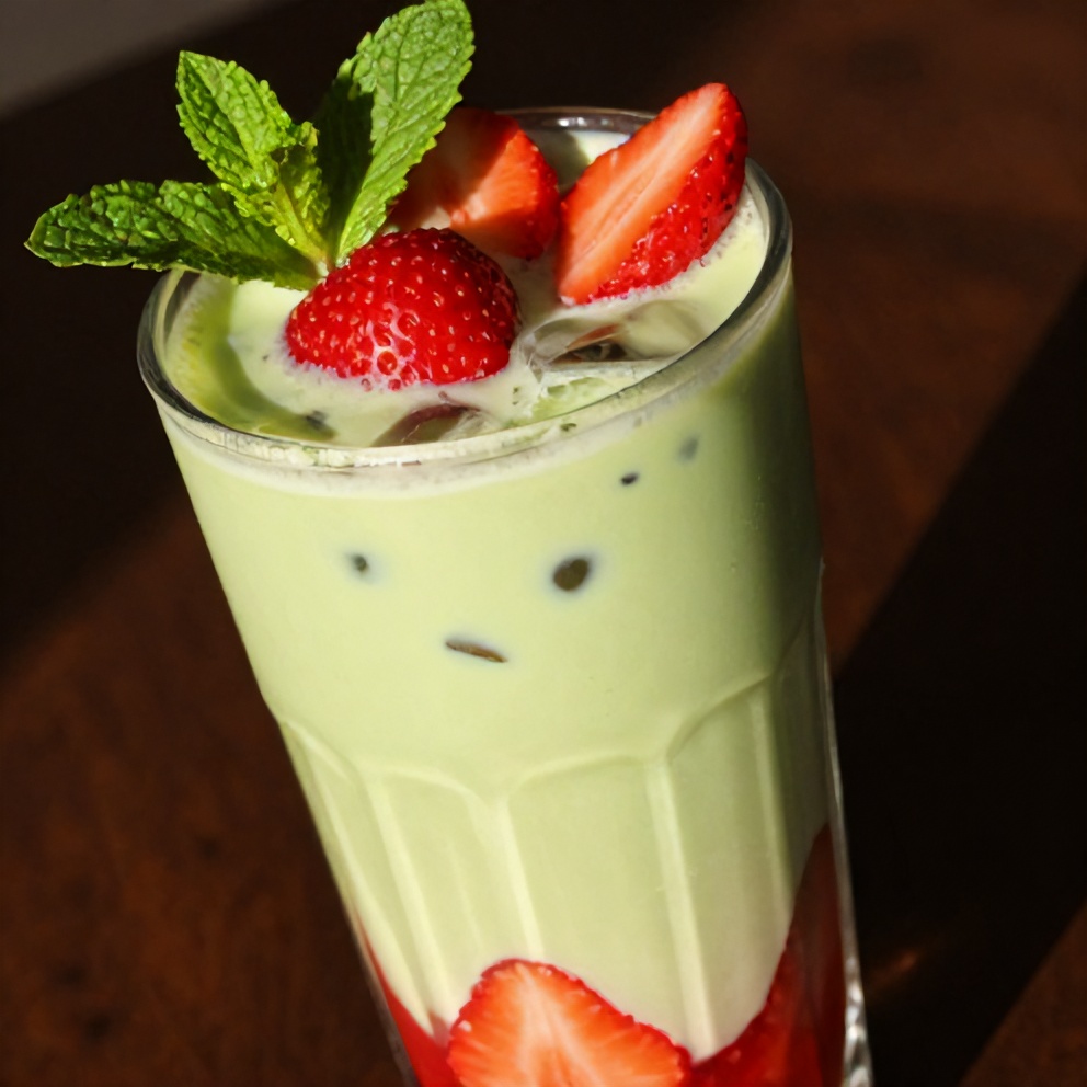 iced matcha strawberry latte