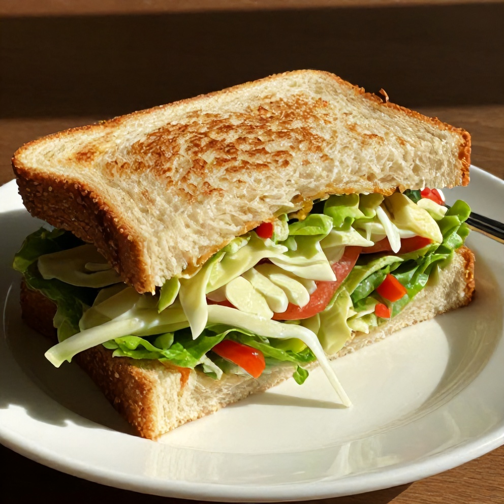 Plated Italian grinder salad sandwich with a fork on a white plate