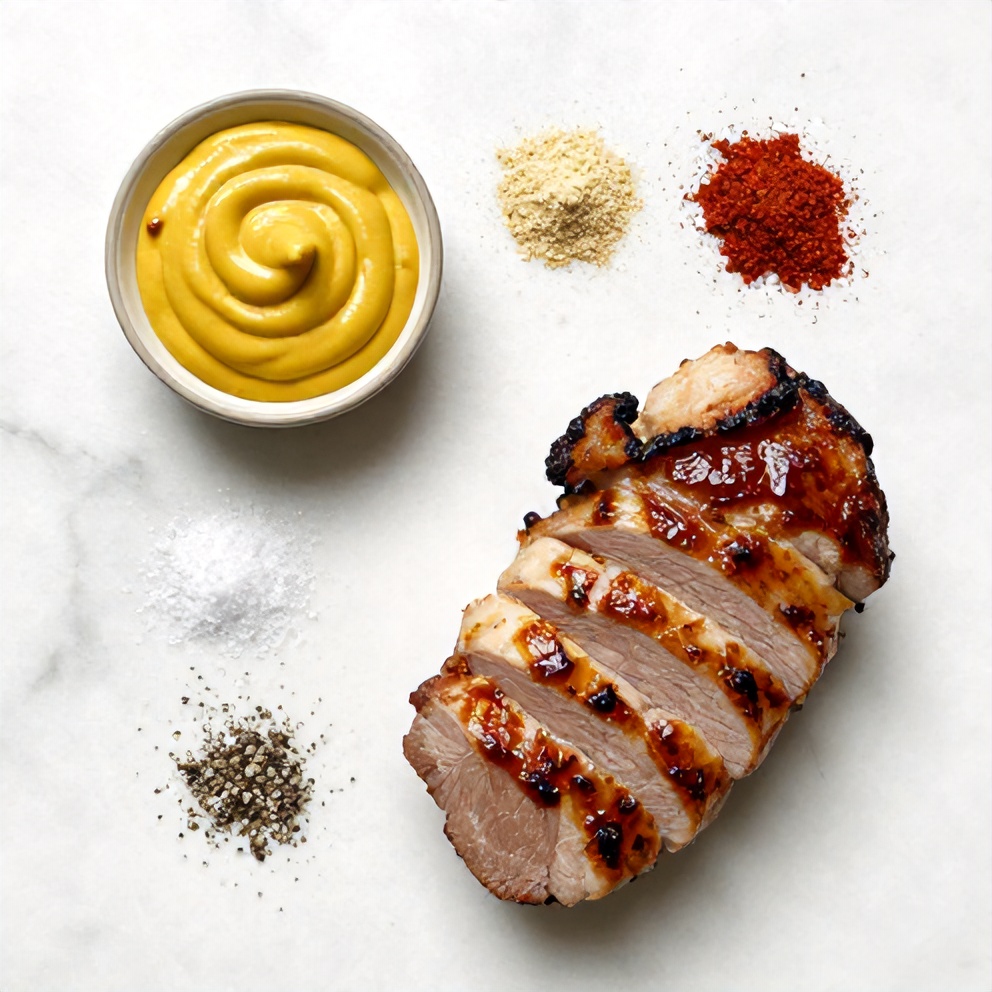 Maple syrup, Dijon mustard, and other ingredients for Maple Dijon Pork Tenderloin