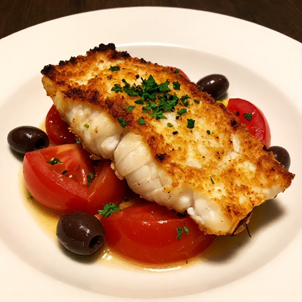 Plated Mediterranean Baked Cod
