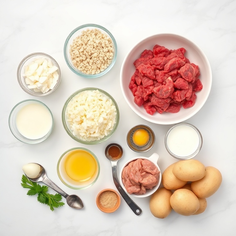 Ingredients for Easy Mini Meatloaf Muffins with Mashed Potato Topping