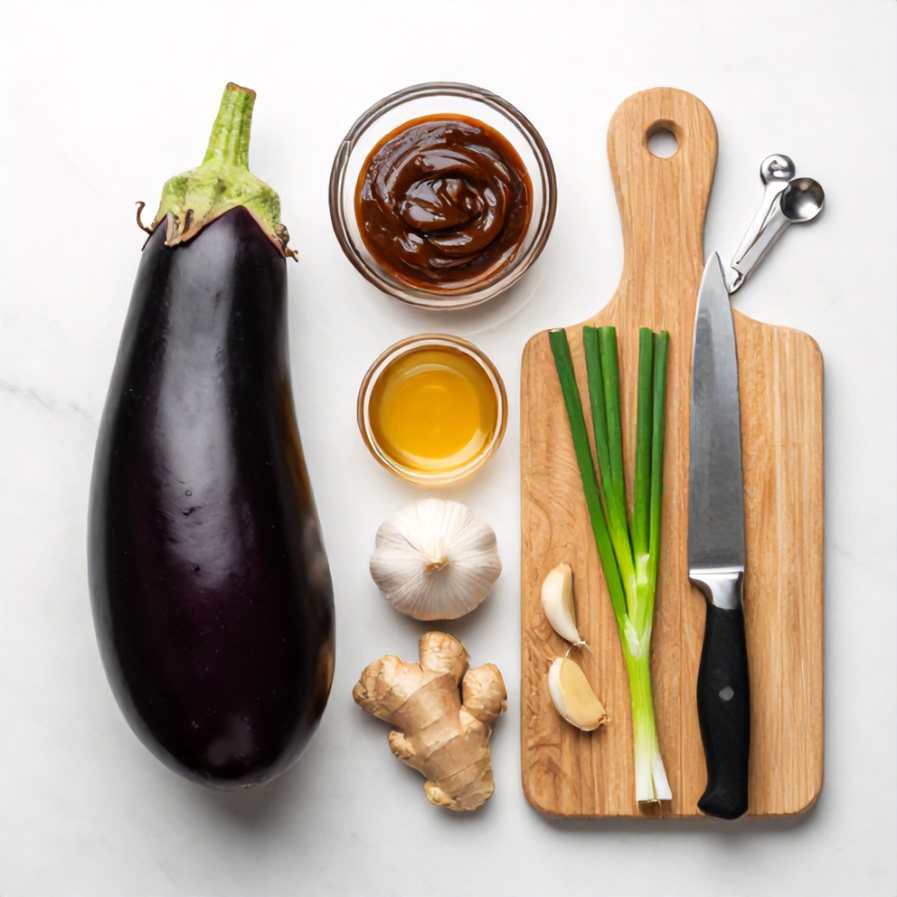 Raw ingredients for Miso Glazed Eggplant