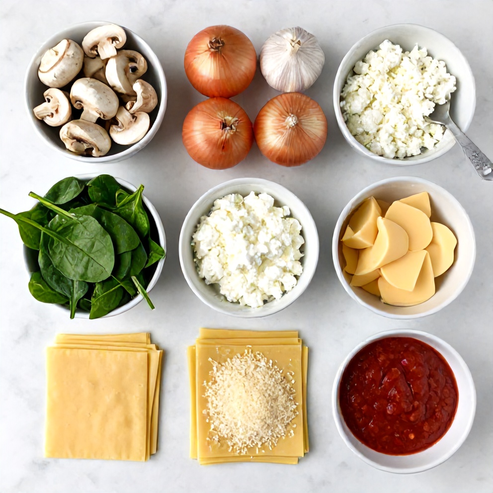 Mushroom Spinach Lasagna Ingredients