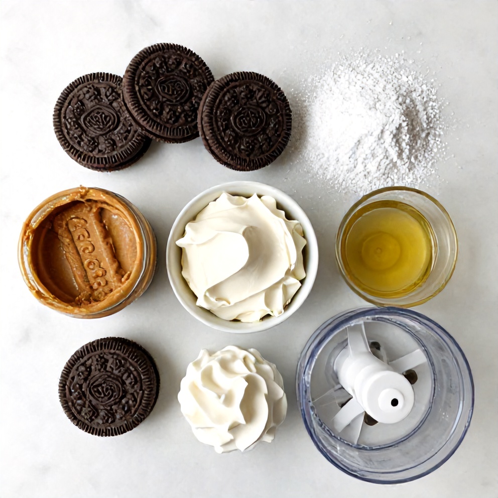 Raw ingredients for Easy No-Bake Biscoff Cheesecake Cups