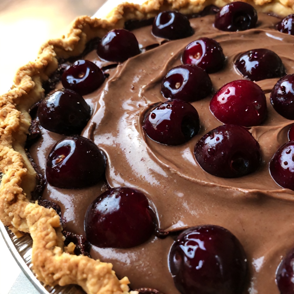 Easy No-Bake Chocolate Cherry Cream Pie
