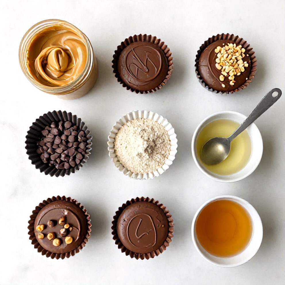 Ingredients for No-Bake Chocolate Peanut Butter Protein Cups