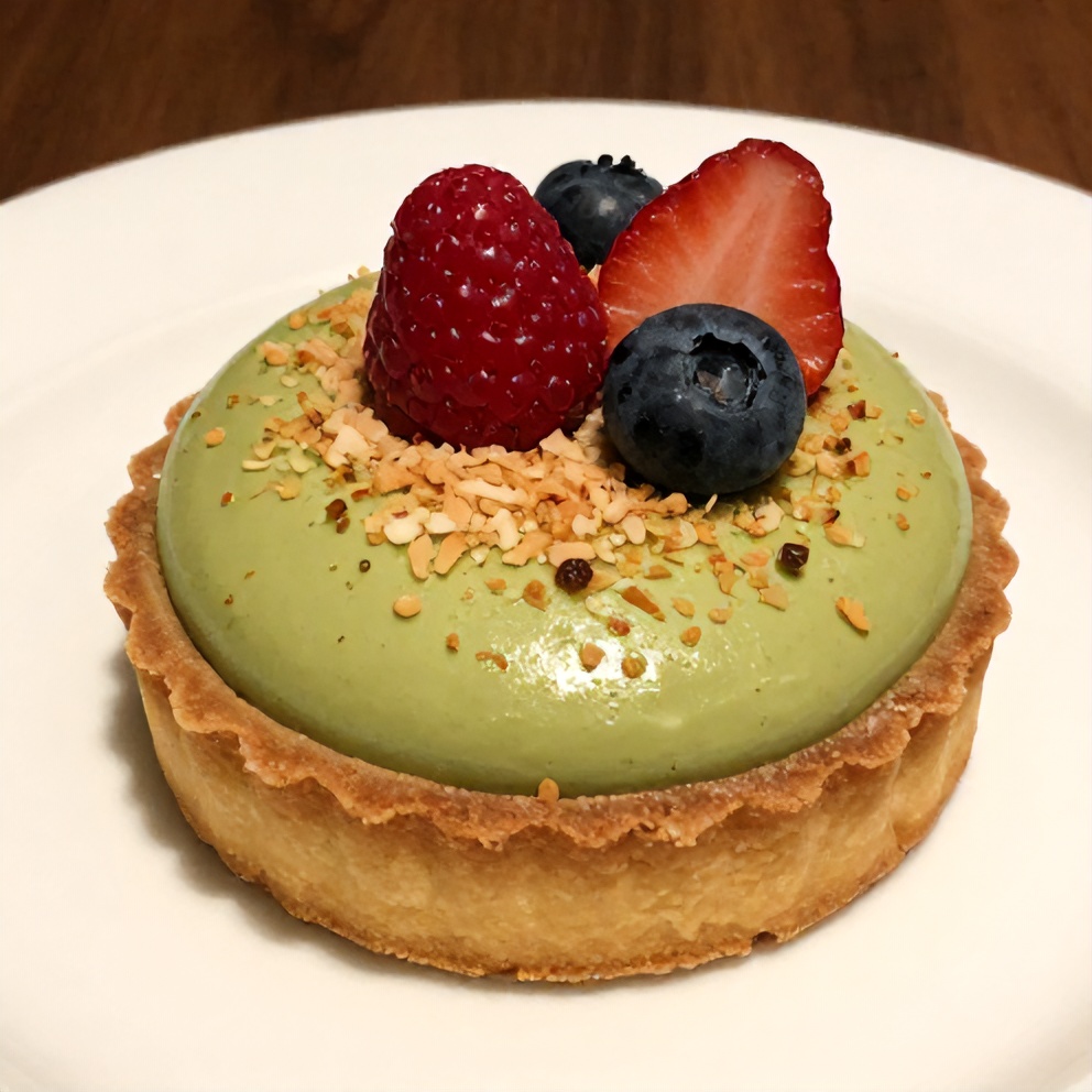 Matcha Coconut Cream Tart on Plate