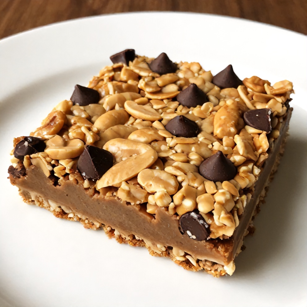 No-Bake Peanut Butter Oat Bars on a plate