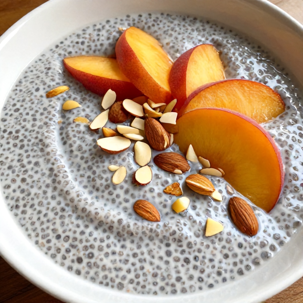 Peach Chia Pudding with Almonds