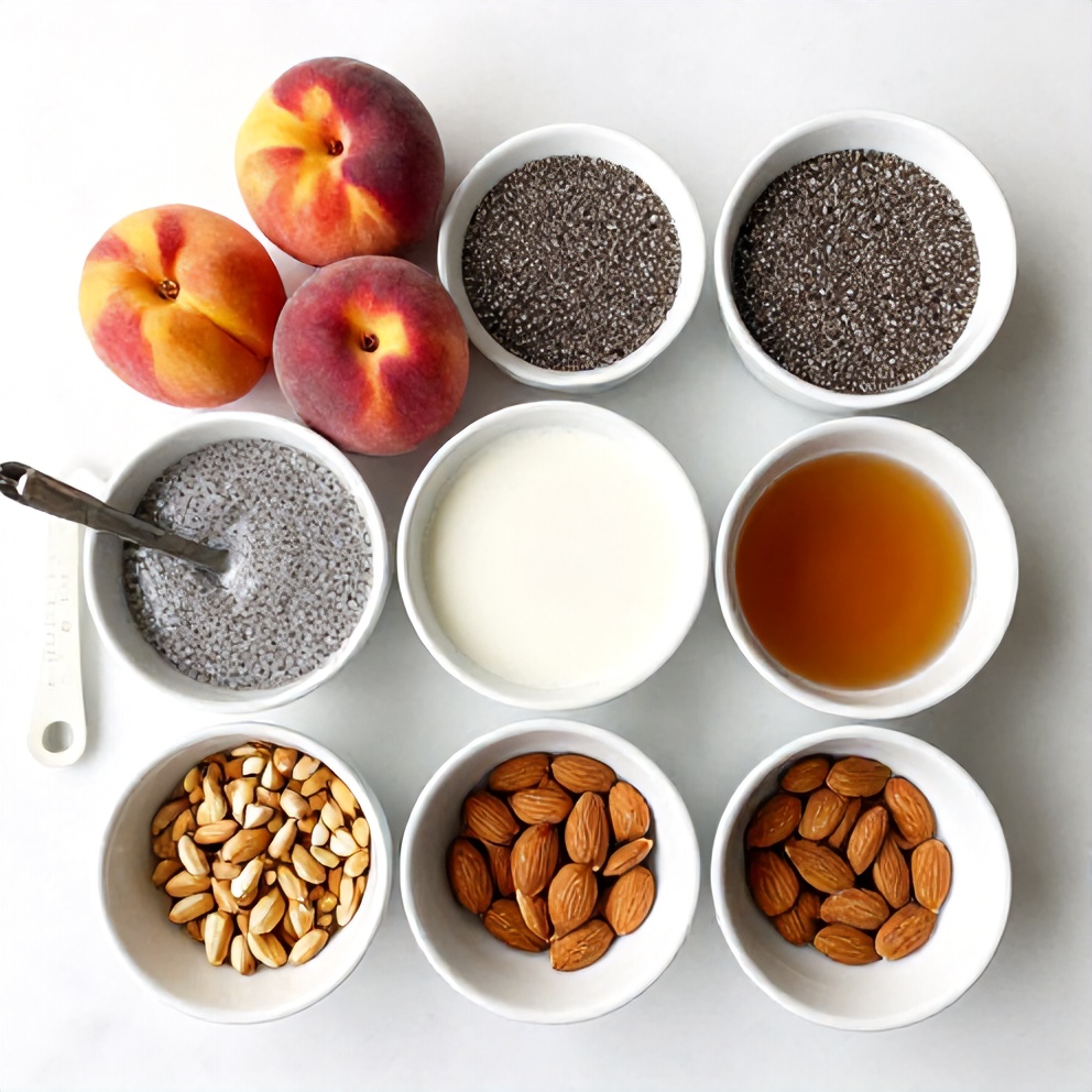 Raw Ingredients for Peach Chia Pudding
