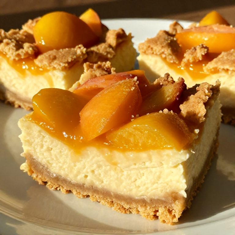 Easy Peach Cobbler Cheesecake Bars