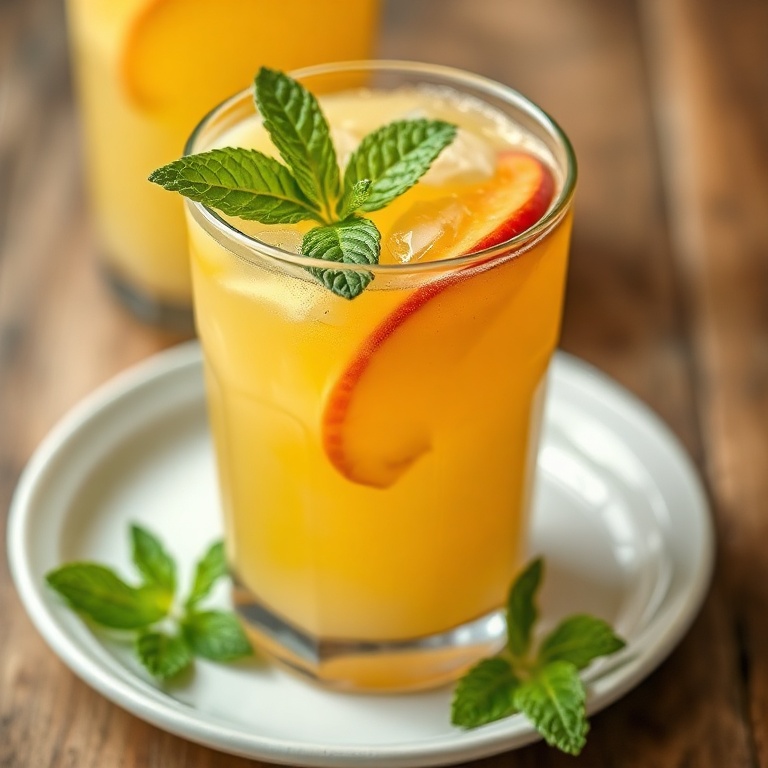 Easy Peach Lemonade with Mint