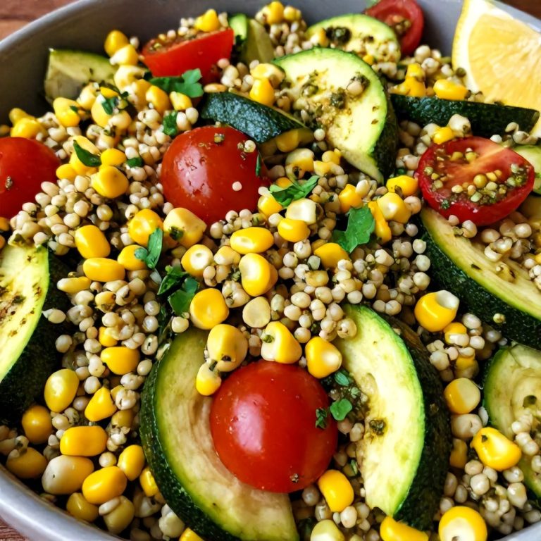 Easy Pesto Zucchini Corn Quinoa Salad