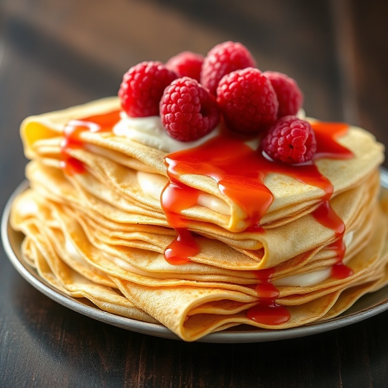 Easy Raspberry Vanilla Cream Crepes