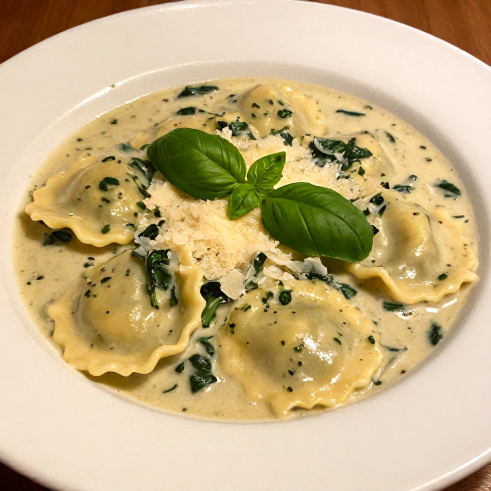 Ravioli Soup with Spinach and Parmesan