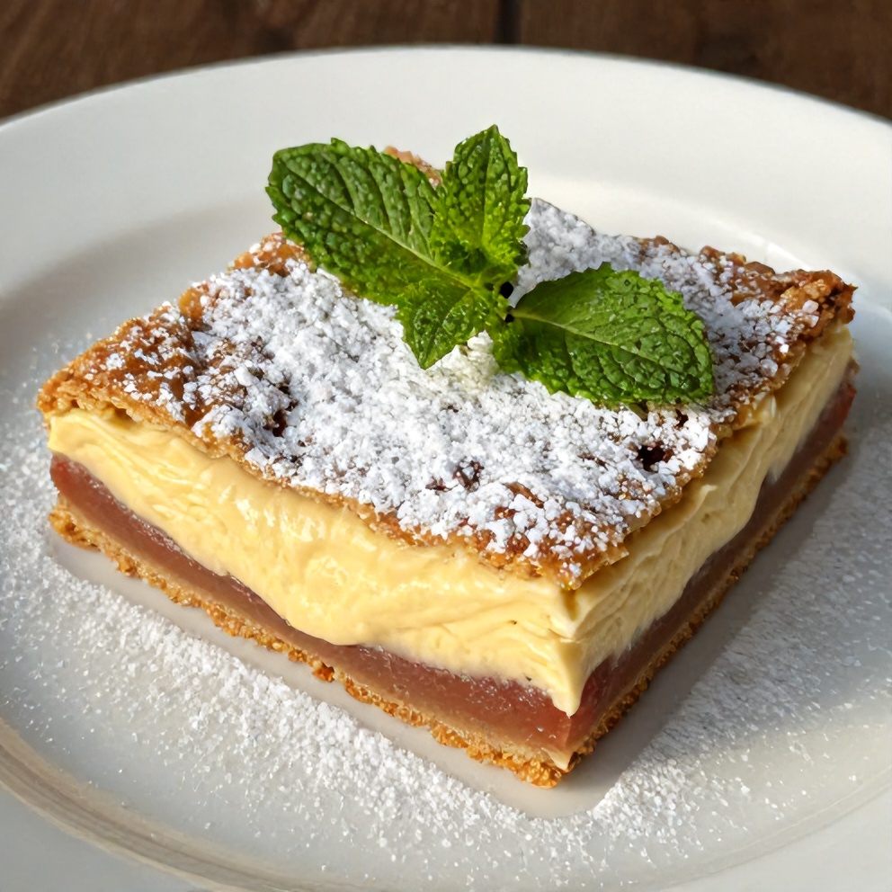 Easy Rhubarb Cream Cheese Bars on a serving plate