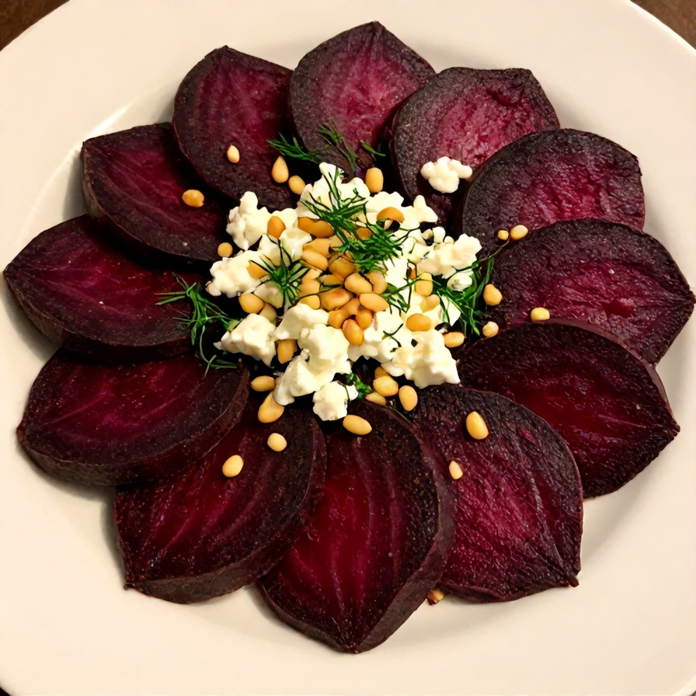 Plated serving of Easy Roasted Beet Salad