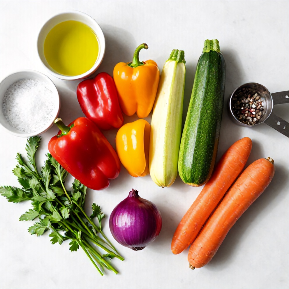 Raw Ingredients for Easy Roasted Rainbow Vegetables