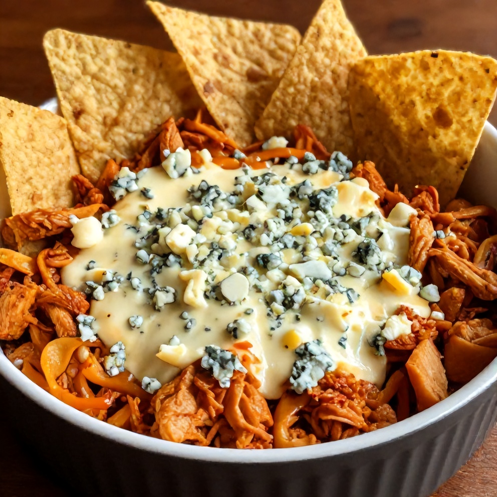 Buffalo Chicken Dip with Blue Cheese Crumbles
