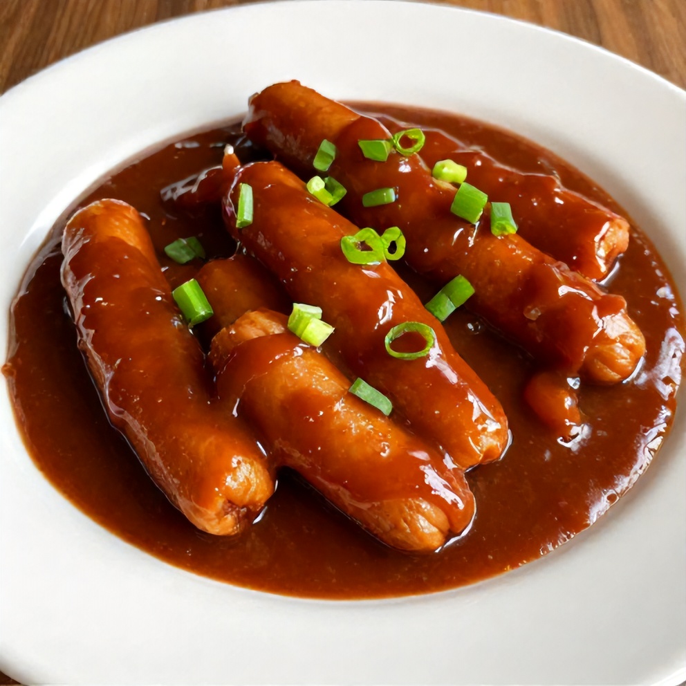 Plated little smokies in BBQ sauce