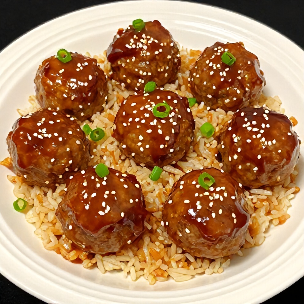 Plated Sweet and Sour Meatballs