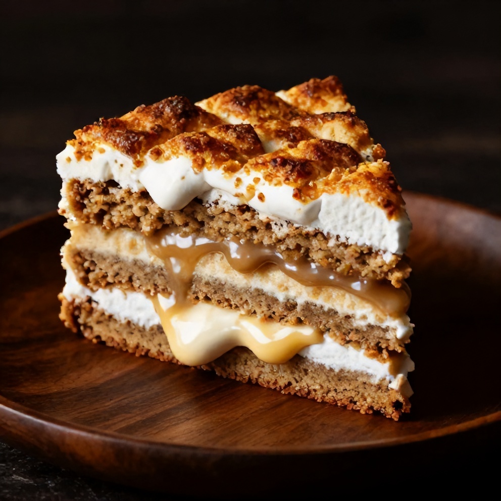 Sliced S’mores cookie cake on a plate