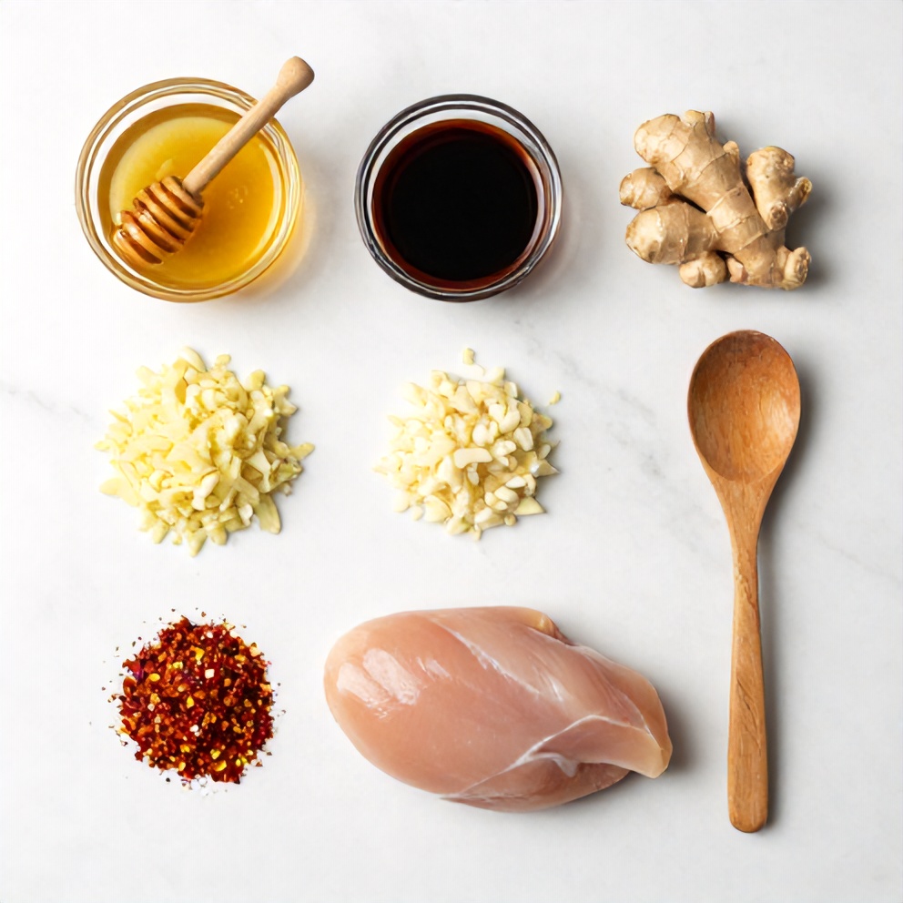 Raw Ingredients for Spicy Honey Soy Sauce