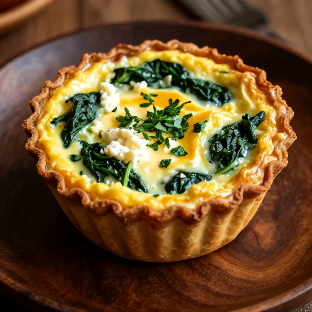 Plated spinach and feta egg muffins