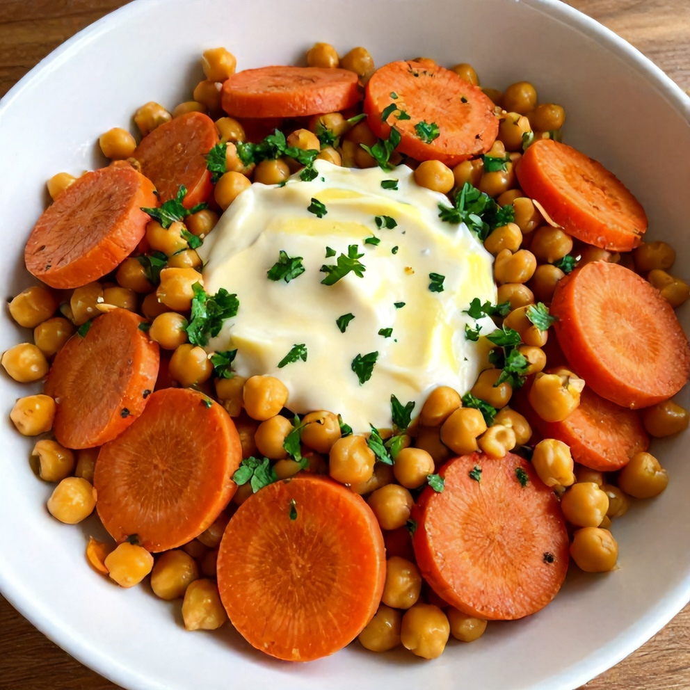 Plated Easy Spring Carrot and Chickpea Salad with Lemon Dressing