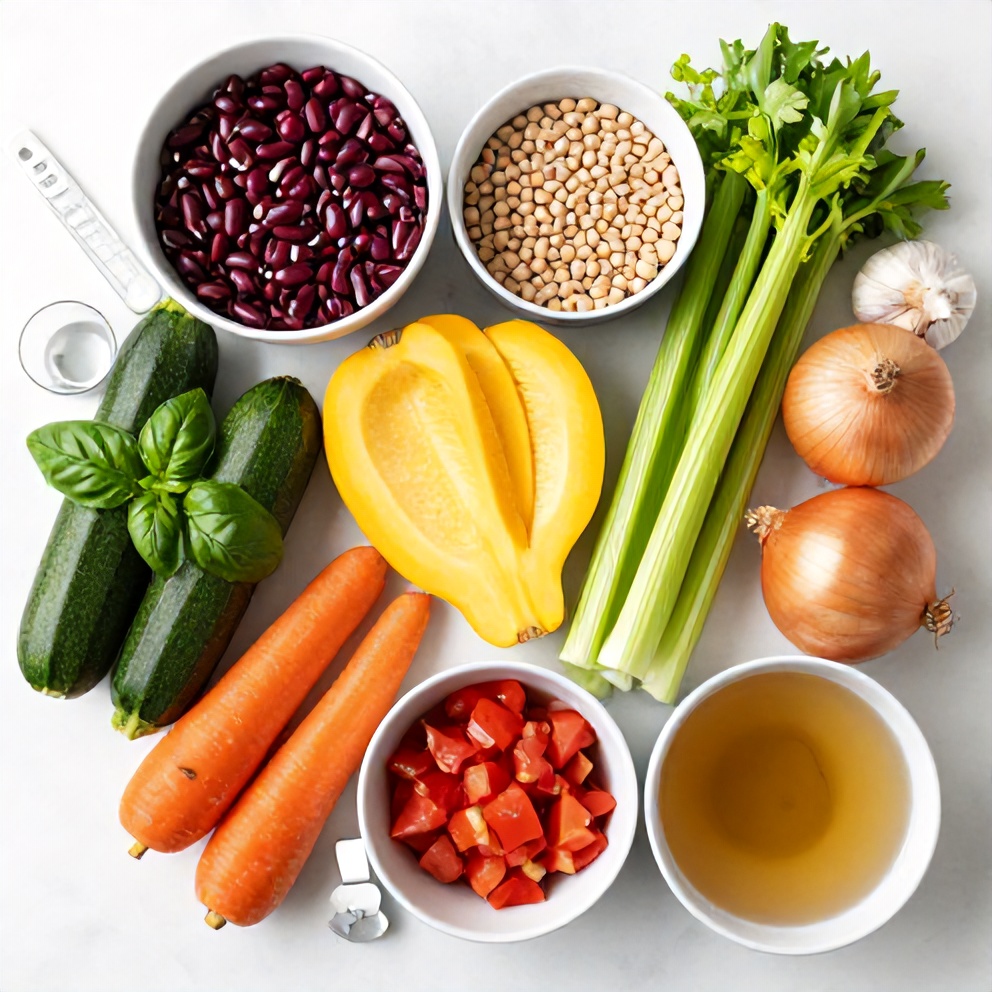Raw Ingredients for Easy Summer Minestrone Soup