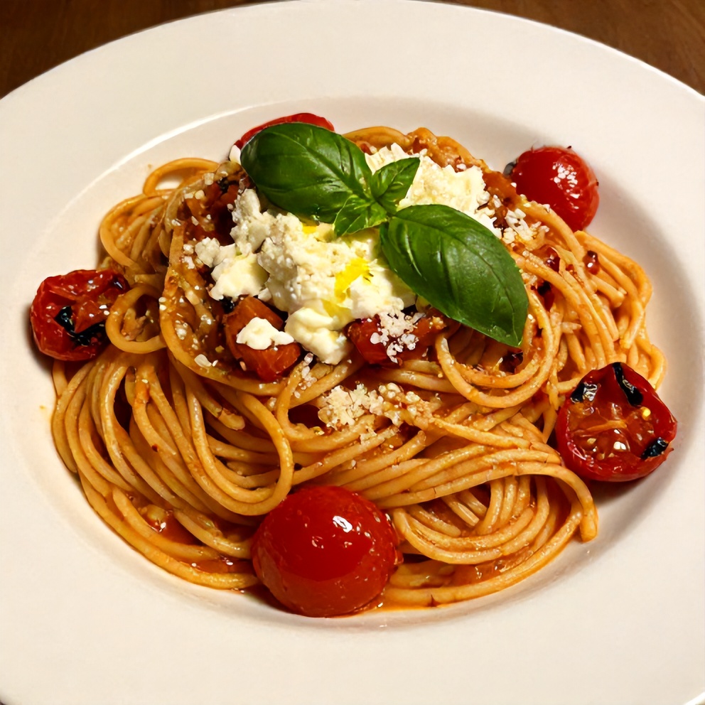 Easy Summer Pasta with Roasted Cherry Tomatoes and Basil