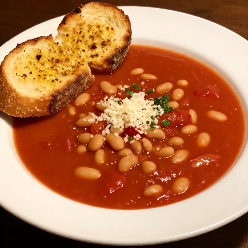 Tomato and White Bean Soup with Garlic Toast