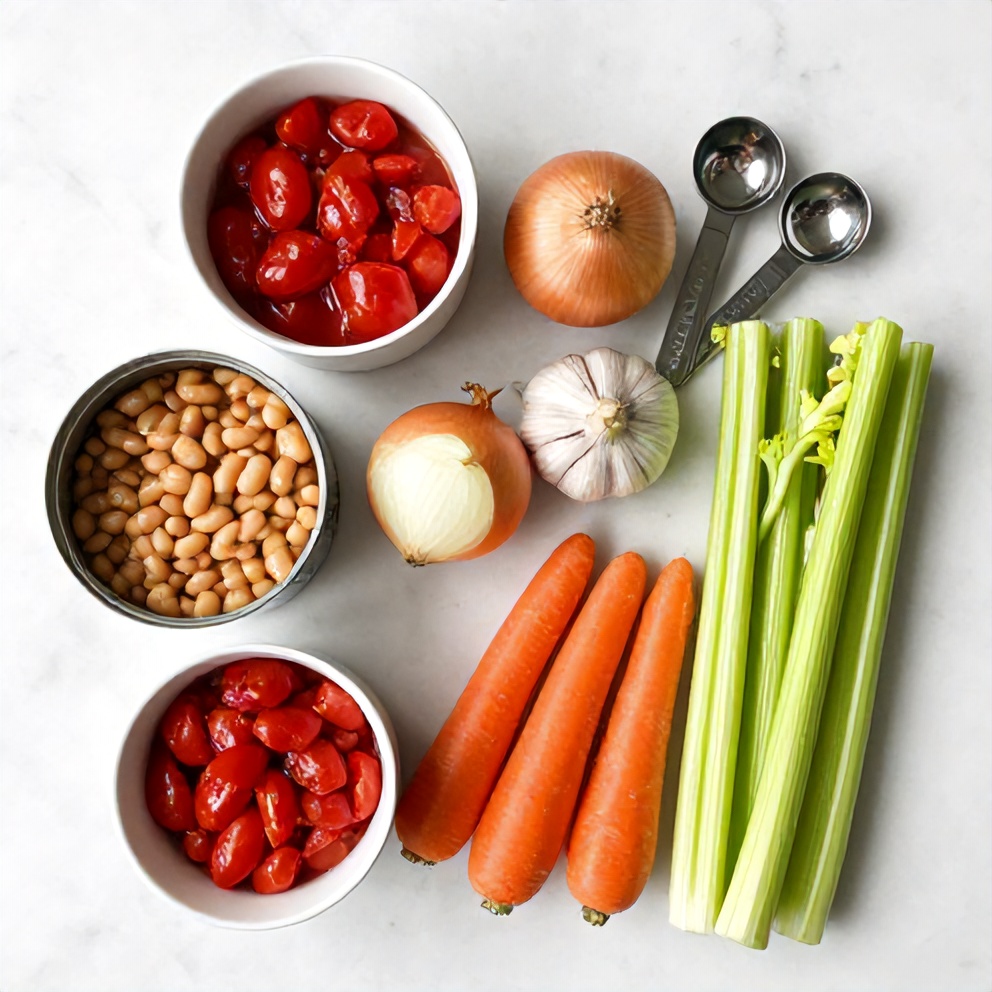Raw Ingredients for Tomato and White Bean Soup