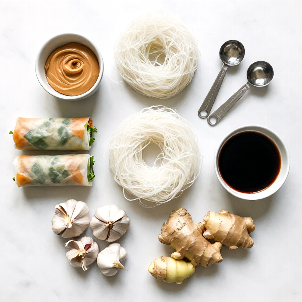 Raw ingredients for Fresh Spring Roll Bowl