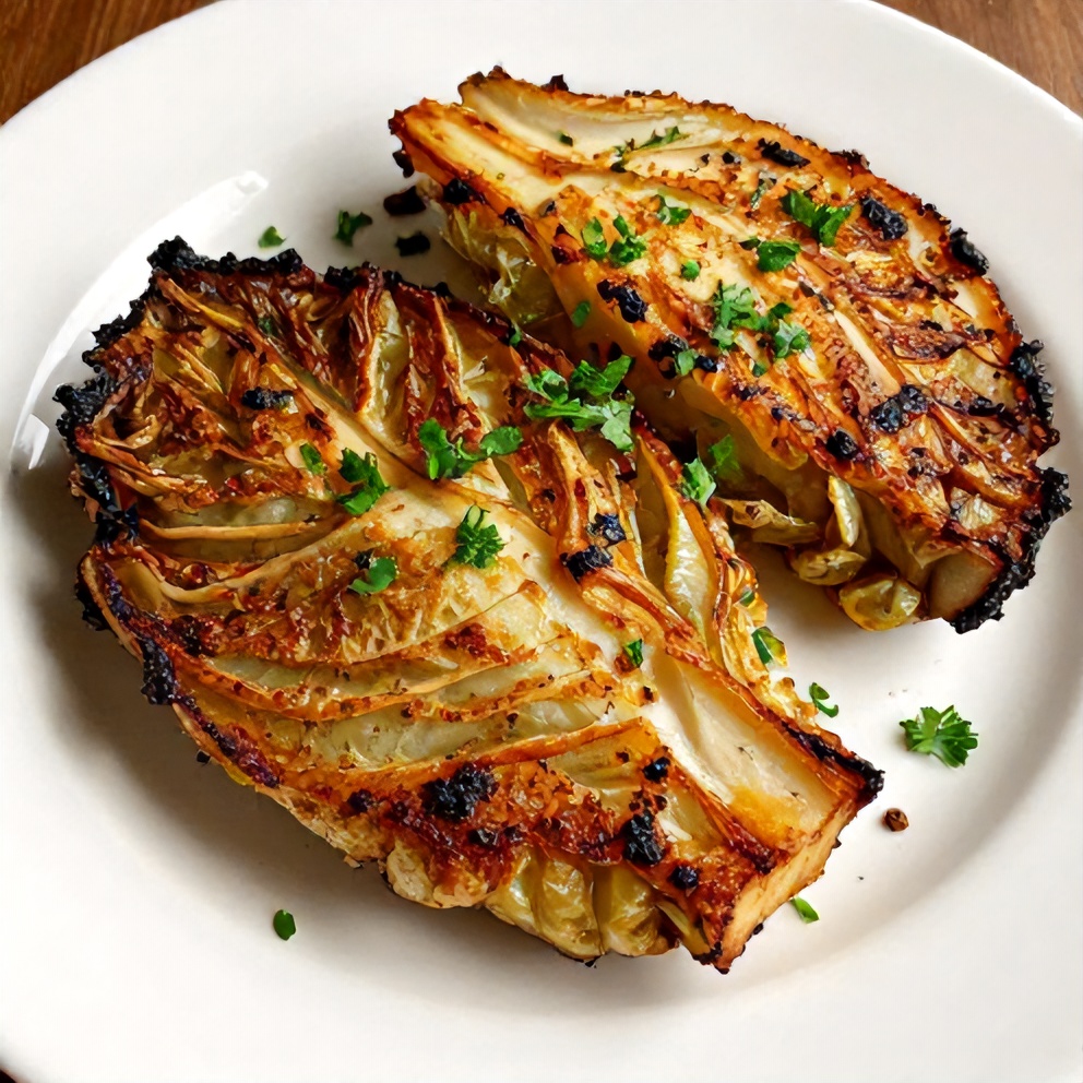 Crispy Garlic Roasted Cabbage Steaks Ready to Serve