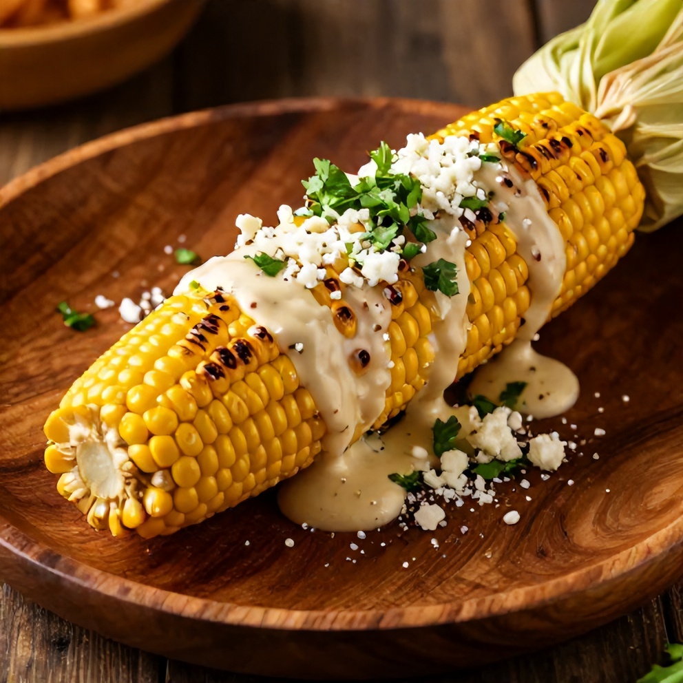 Plated Grilled Mexican Street Corn